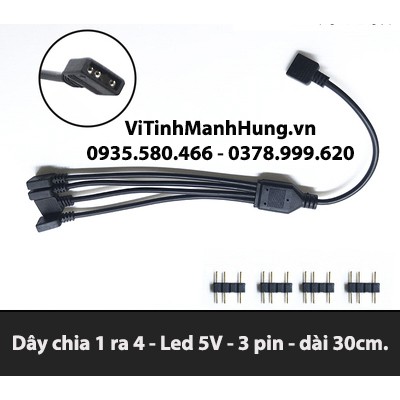 Dây chia 1 ra 4 Led RGB 5V – 12V Mainboard.