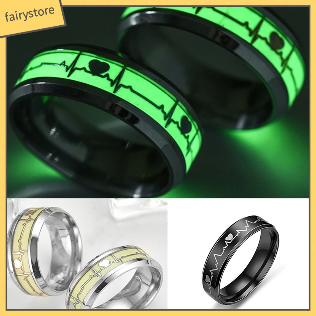 Nhẫn Thép Không Gỉ Họa Tiết Điện Tâm Đồ Dạ Quang