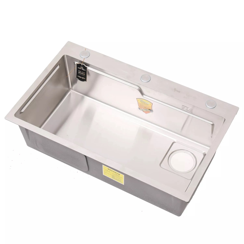 [Mẫu Mới 2022] Chậu rửa chén bát 1 hố Inox 304 cao cấp màu Trắng Mờ, chống mùi, dễ dàng vệ sinh - Kích thước 78 x 46cm