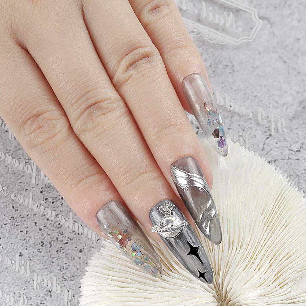 Móng Tay Giả DARON Trang Trí Nghệ Thuật|Mặt Dây Chuyền Hình Hành Tinh Đính Đá Sang Trọng|Phụ Kiện Trang Trí Móng Tay DIY Xinh Xắn