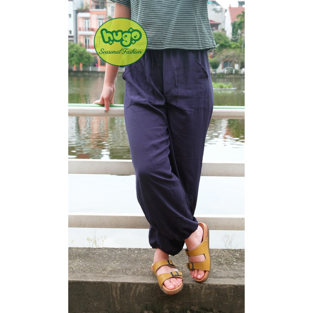 Quần Alibaba 🌈Màu đen 🌈 quần lanh một màu đen trơn phom to ống bo nam nữ 40 - 80kg | BigBuy360 - bigbuy360.vn