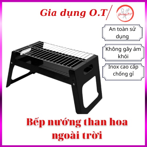 Bếp nướng than hoa BBQ ngoài trời bằng Inox không rỉ tiện lợi,Lò nướng dã ngoại cắm trại gấp gọn dễ dàng mang đi
