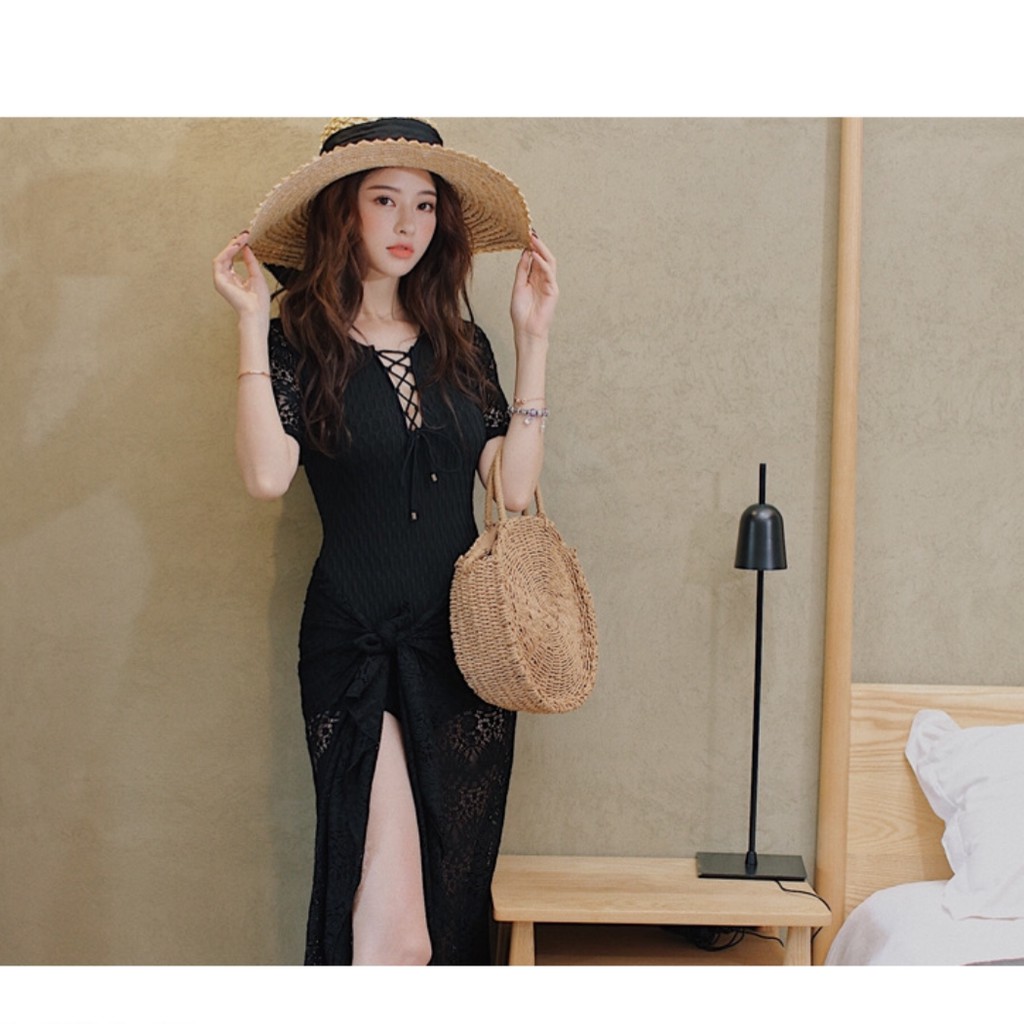 BỘ ĐỒ BƠI MỘT MẢNH BKINI NỮ PHỐI REN SEXY KÈM KHĂN CHOÀNG