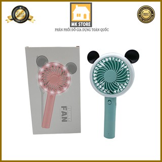 Quạt Tích Điện Cầm Tay Mini Hình Gấu Công Suất 3W  Dây Cắm USB Tặng Kèm Dây Cáp Sạc