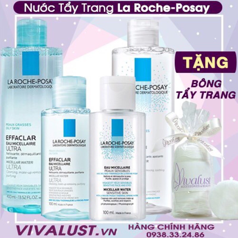 [Chính hãng] Nước tẩy trang LA ROCHE POSAY Micellair Water 50ml/100ml/200ml/400ml - Da Dầu Mụn, Da Nhạy Cảm