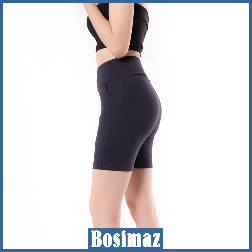 Quần Legging Nữ Bosimaz MS333 đùi túi trước màu xanh navy cao cấp, thun co giãn 4 chiều, vải đẹp dày, thoáng mát.