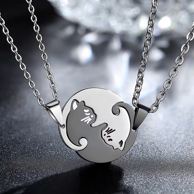 Dây Chuyền Bạc - Vòng cổ cặp đôi bạc S925 thiết kế hình Mèo âm dương tinh tế chống bạc màu kiểu dáng mới nhất