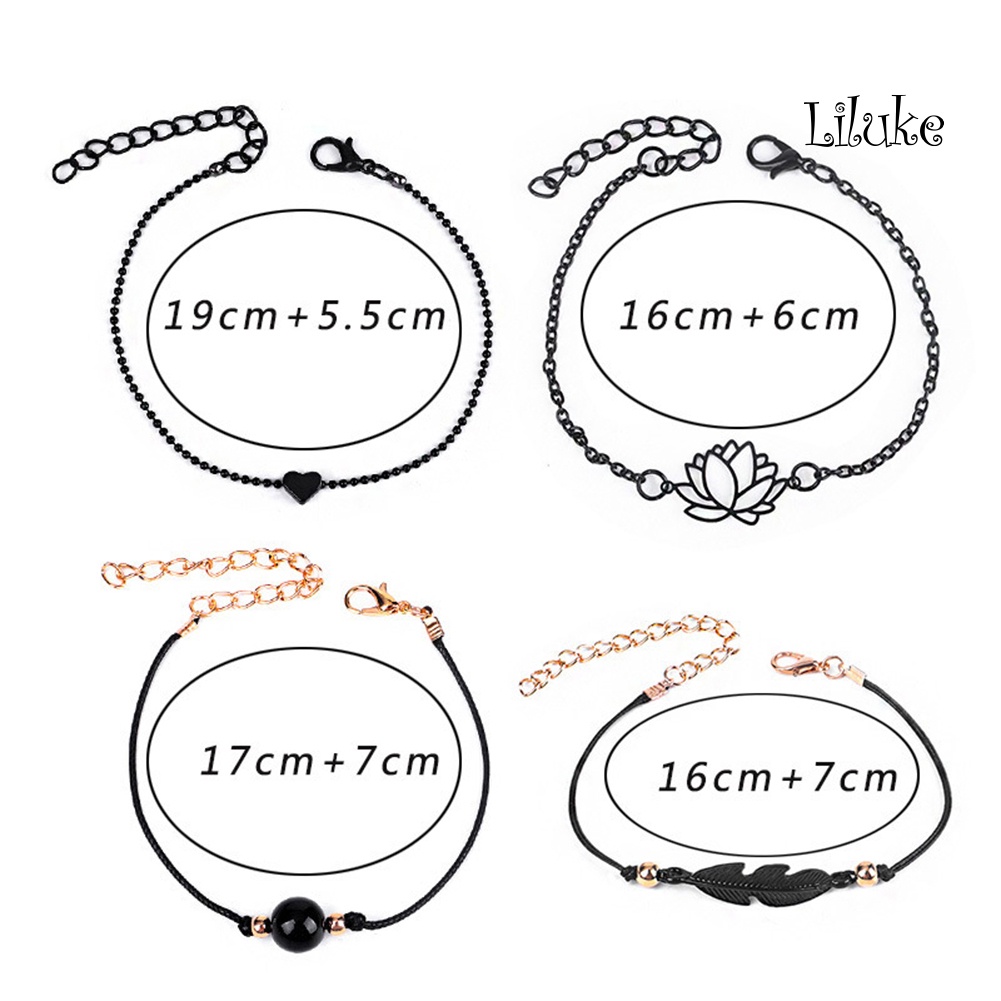 Bộ 4 Vòng Tay Hợp Kim Trang Trí Ngọc Trai Giả Xinh Xắn Cho Nữ