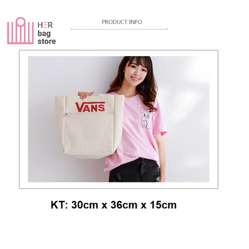 Túi tote đeo vai giá rẻ vải canvas mềm trơn đẹp đi học phong cách Nhật Bản có túi phụ nhỏ bên ngoài