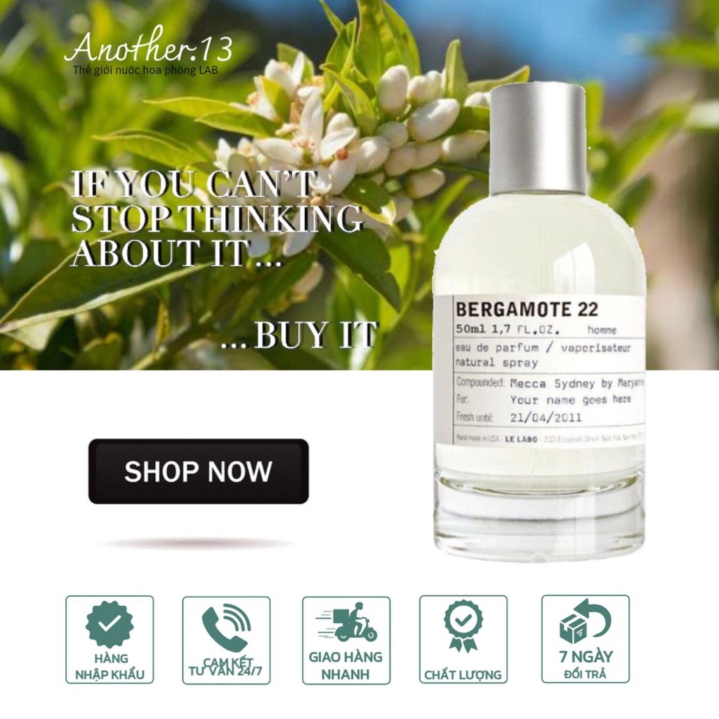 ⁂︎ 10ml┊Nước Hoa Phòng Lab ʟ ᴇ ʟ ᴀ ʙ ᴏ - Bergamote  22 / EDP