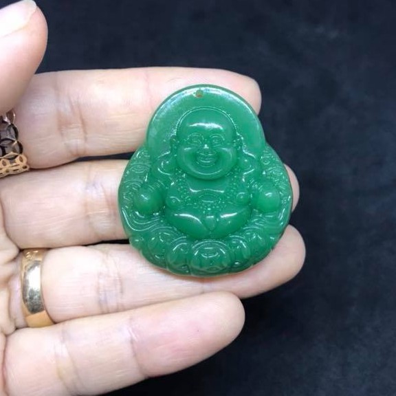 MẶT DÂY CHUYỀN CẨM THẠCH HÌNH PHẬT DI LẶC( TẶNG KÈM DÂY VÀ KHUYÊN)