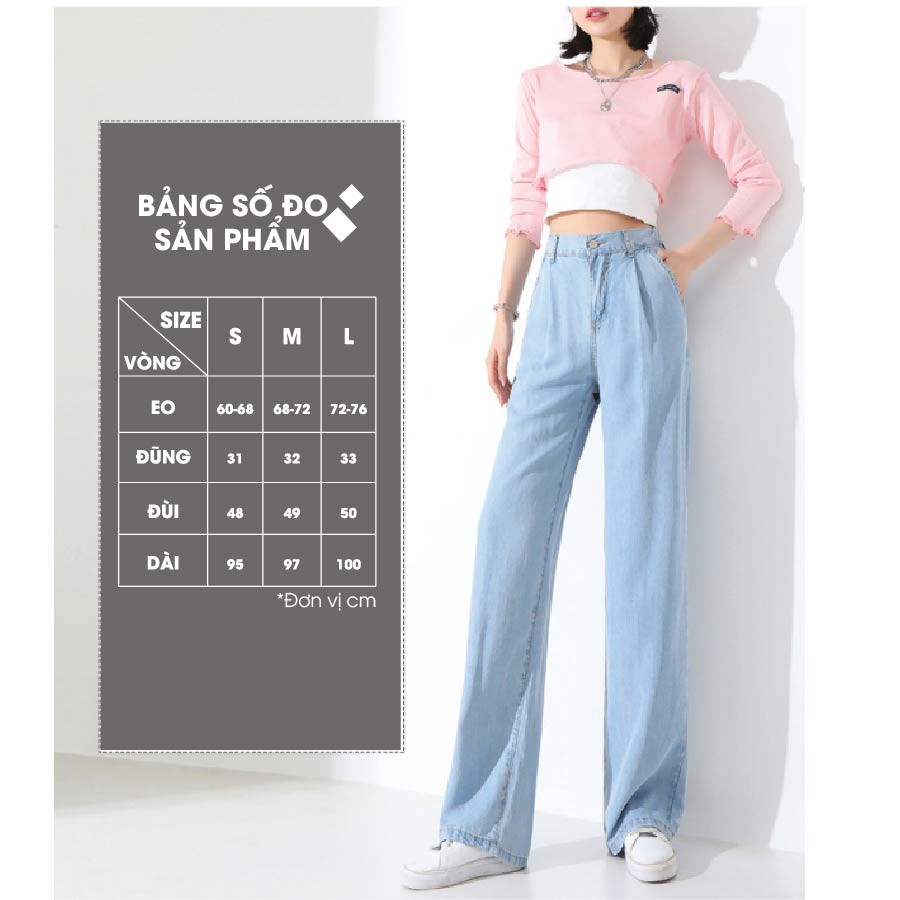 Quần jeans nữ ống rộng 100cm cao cấp phong phong cách Hàn Quốc | BigBuy360 - bigbuy360.vn