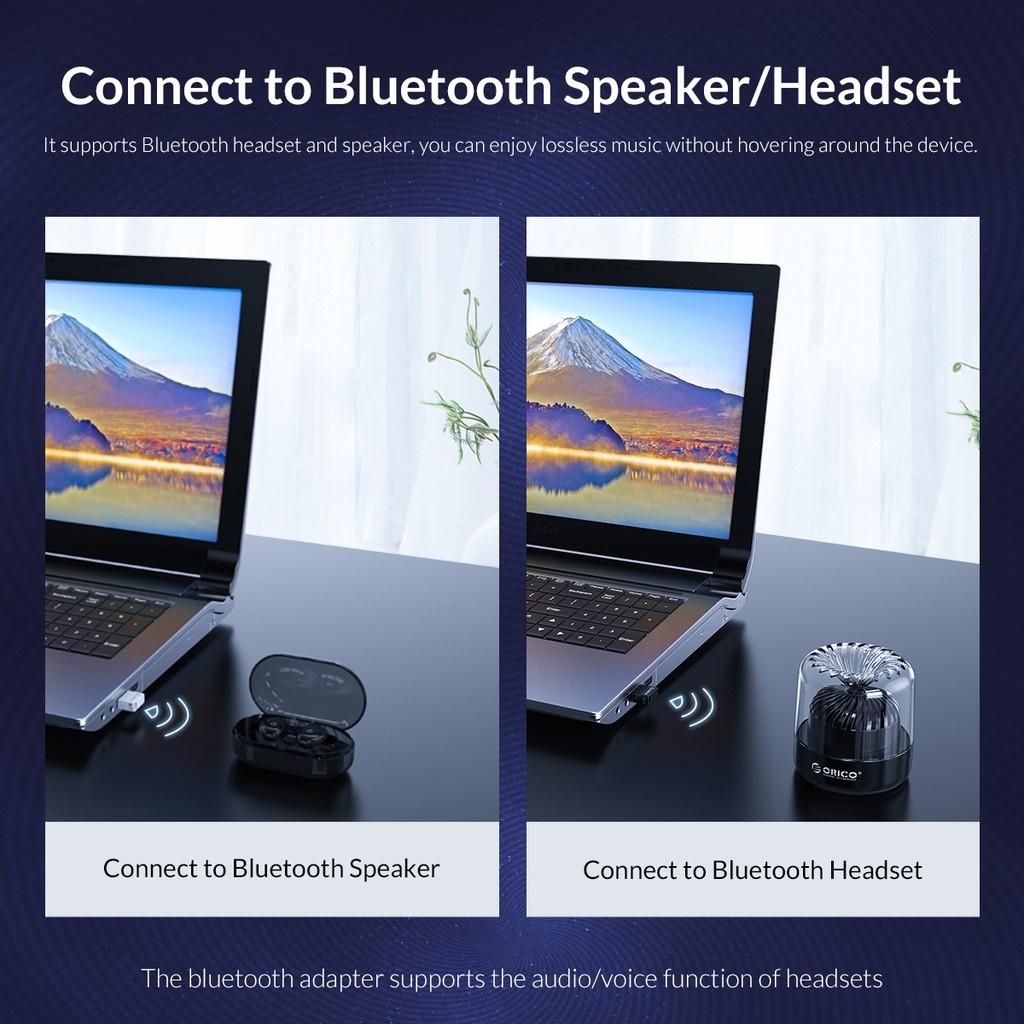 USB Bluetooth 5.0 Orico BTA-508, BTA-403, BTA-408, Ugreen cho PC Laptop - Hàng Chính Hãng Bảo Hành 12 Tháng