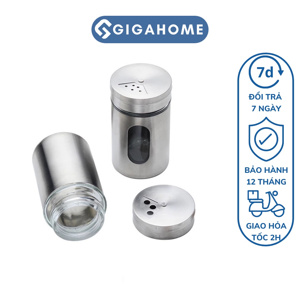 Lọ Rắc Tiêu, Muối GIGAHOME Đựng Tăm, Gia Vị Thân Bằng Thủy Tinh Bọc Thép 9825