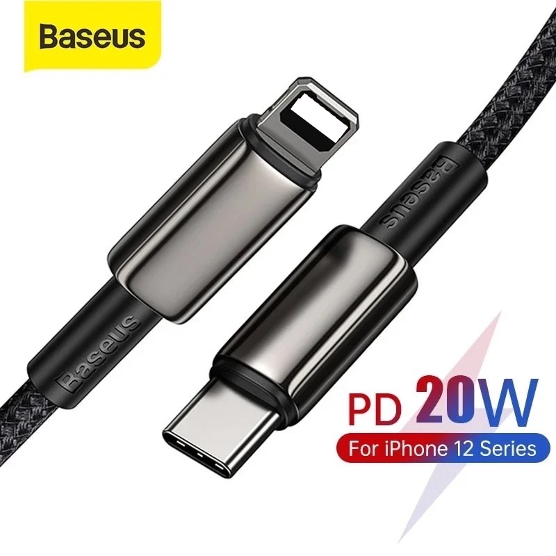 Cáp Sạc Baseus Metal Data Cable Type C To Lighning, Sạc Nhanh 2.4A, Hỗ Trợ Truyền Dữ Liệu 480Mbps, Dây Bọc Dù Dài 1 Mét