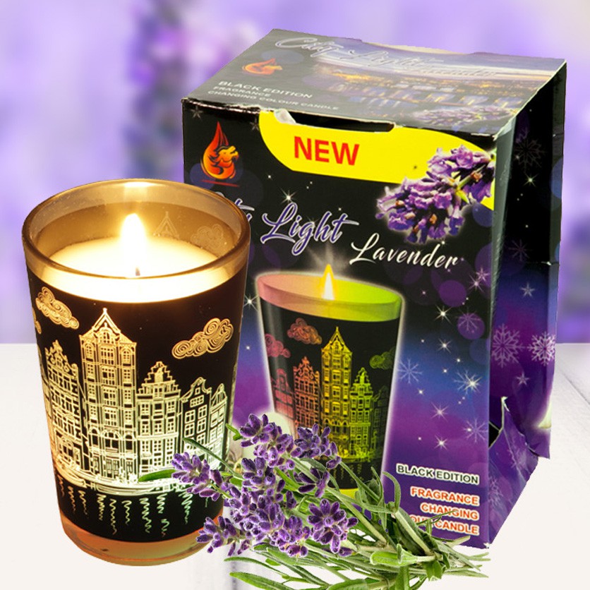 Ly nến thơm tinh dầu đổi màu Golden Dragon City Light Lavender 140g HOA OẢI HƯƠNG