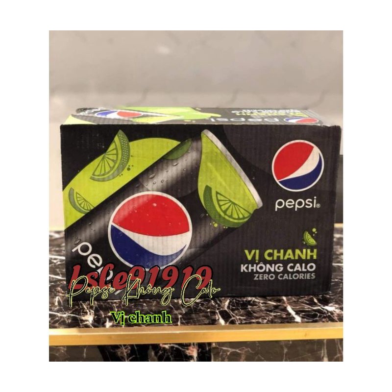 (Thùng 24 Lon) Nước Ngọt PEPSI VỊ CHANH KHÔNG CALO 320ml (Date mới nhất)