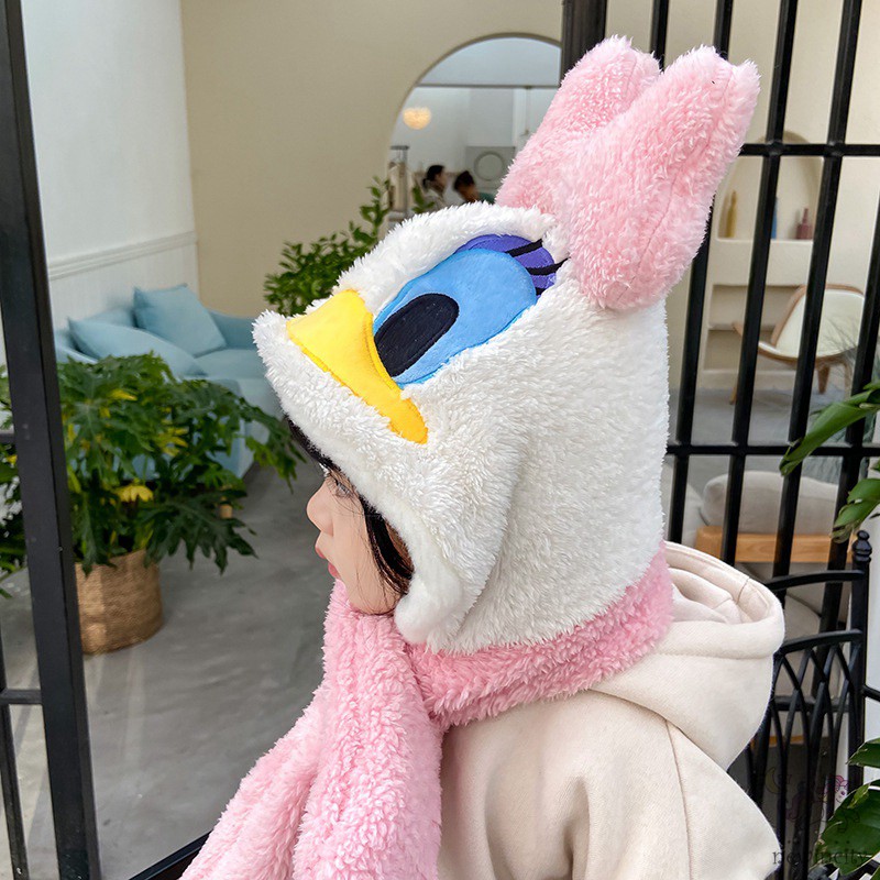 Mũ Lông Thắt Nơ Kiêm Khăn Choàng Cổ 2 Trong 1 Cho Bé