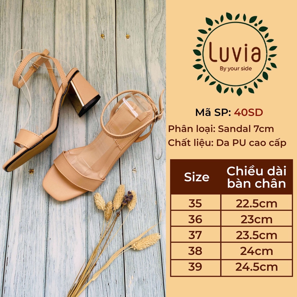 Giày sandal cao gót 7 phân gót kim loại quai ngang Luvia 40SD