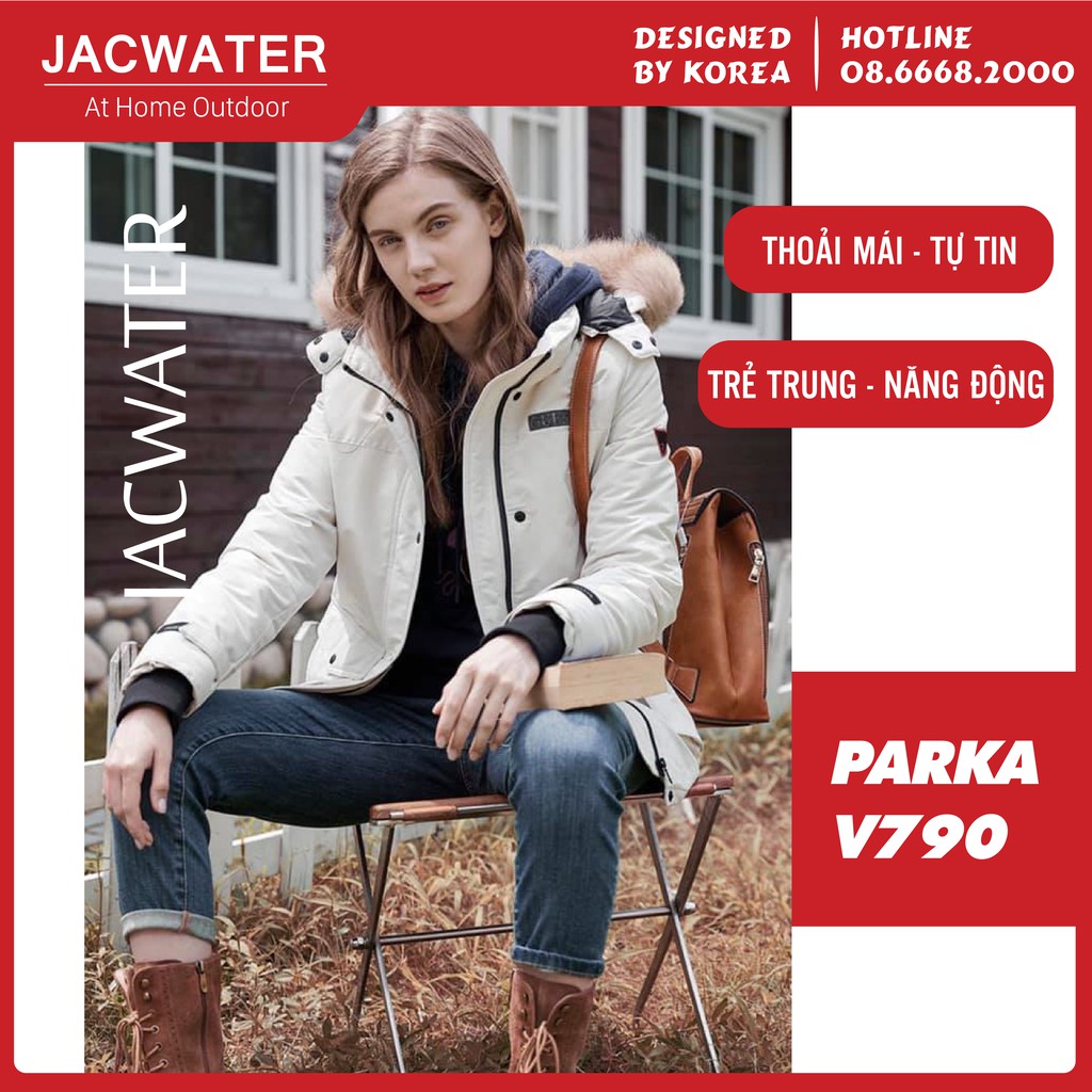 Áo parka bông GUESS dáng dài mũ lông lót lông cừu mềm mịn, ấm áp Jacwater V790 | BigBuy360 - bigbuy360.vn