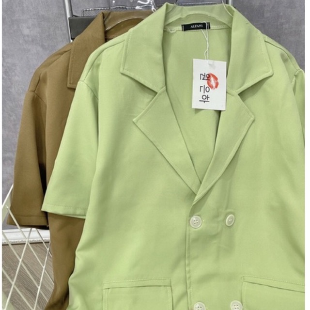 Set 2 Món Áo Vest Blaze Nắp Túi Dáng Thụng Quần Sooc Đùi