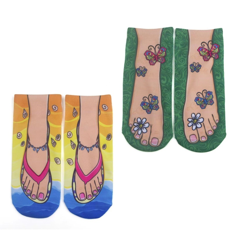 Đôi Vớ Đi Biển Bằng Cotton Polyester In Hình Bướm 3D Dễ Thương Vui Nhộn Dành Cho Nam Nữ