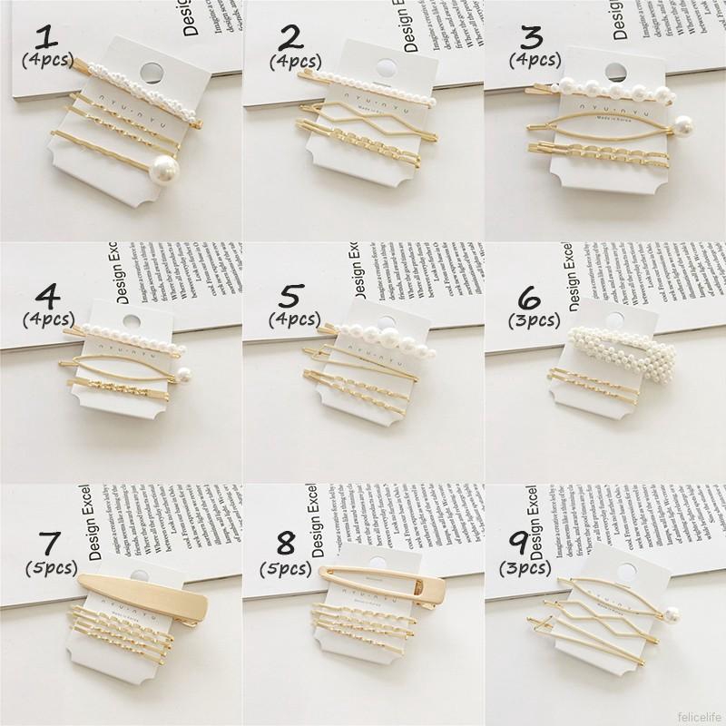 Kẹp tóc đính hạt giả ngọc trai phong cách Hàn Quốc