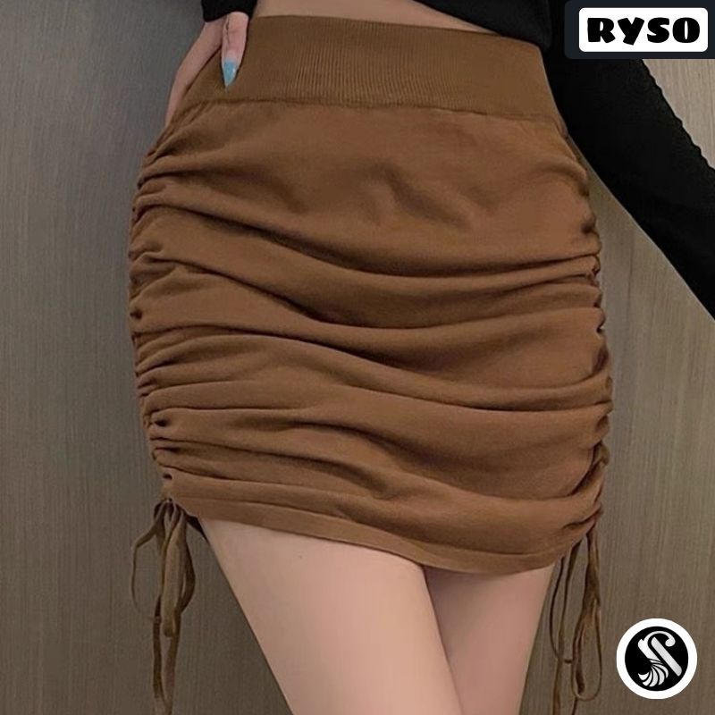 Chân váy nhún rút dây 2 bên vải thun borip có giản ôm body có quần lót trong | BigBuy360 - bigbuy360.vn