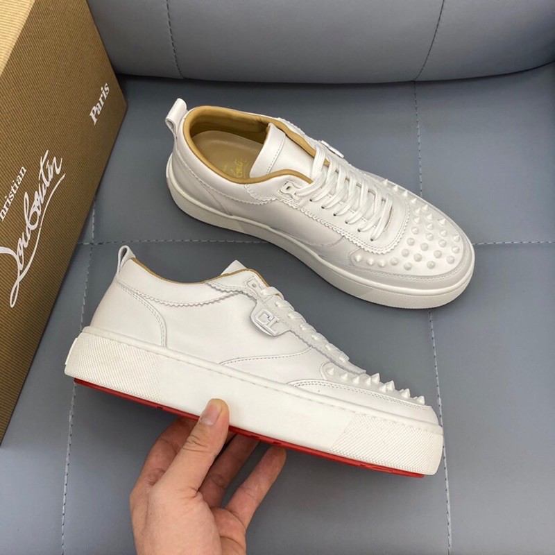 Giày thể thao/ sneakers nam cổ ngắn da thật cao cấp có gắn đinh ở phần mũi thương hiệu Louis Vuitton LV