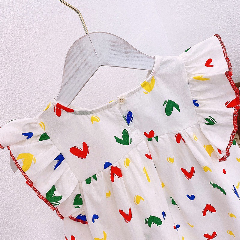 [V20] Váy Cánh Tiên Họa Tiết Trái Tim Siêu Xinh Cho Bé Chất Vải Đũi Mềm Mại Nổi Bật Size Từ 8-18Kg VNXK Nhật-Hàn