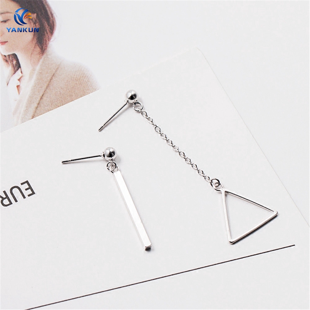 Khuyên Tai Thả Dài Thiết Kế Hình Học Đơn Giản Phong Cách Hàn Quốc