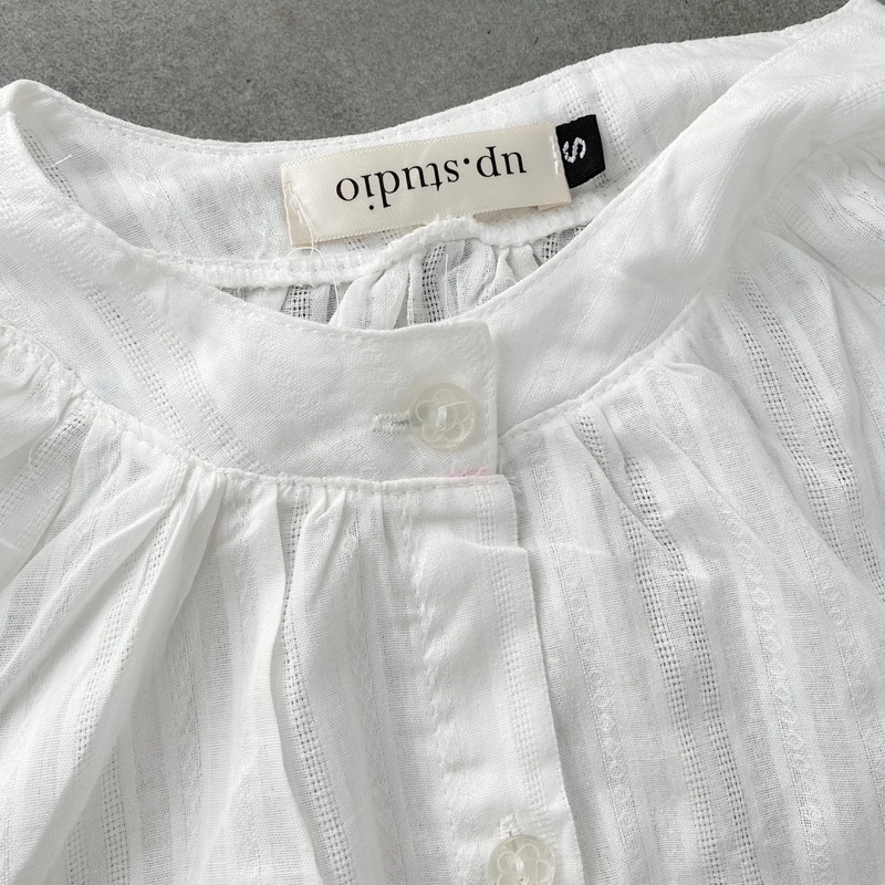 Áo SƠMI KIỂU TRENDY SHIRT màu trắng thiết kế chất vải đũi tay nơ chuẩn style hàn ullzang