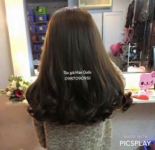 Tóc giả kẹp U xoăn đuôi 40cm