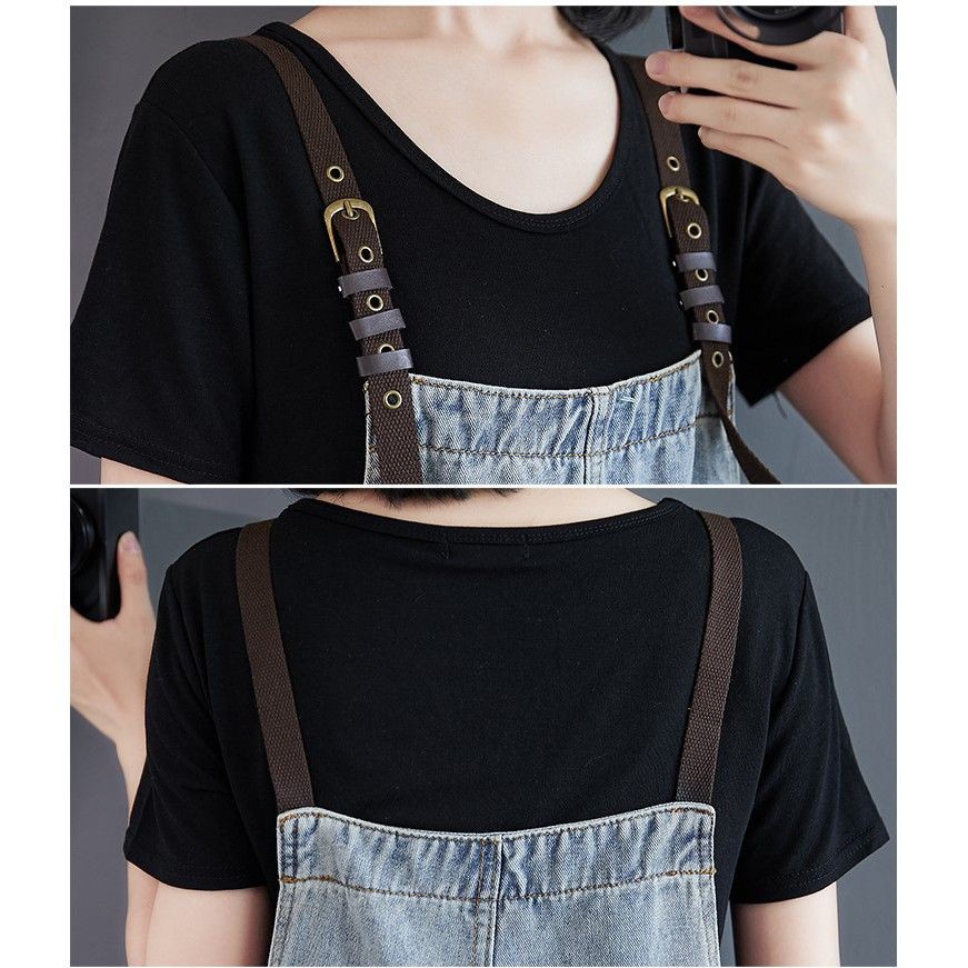[ORDER] Quần yếm jean dáng rộng dây da (size M-XXL fit đến 80kg) - Có ảnh thật | BigBuy360 - bigbuy360.vn