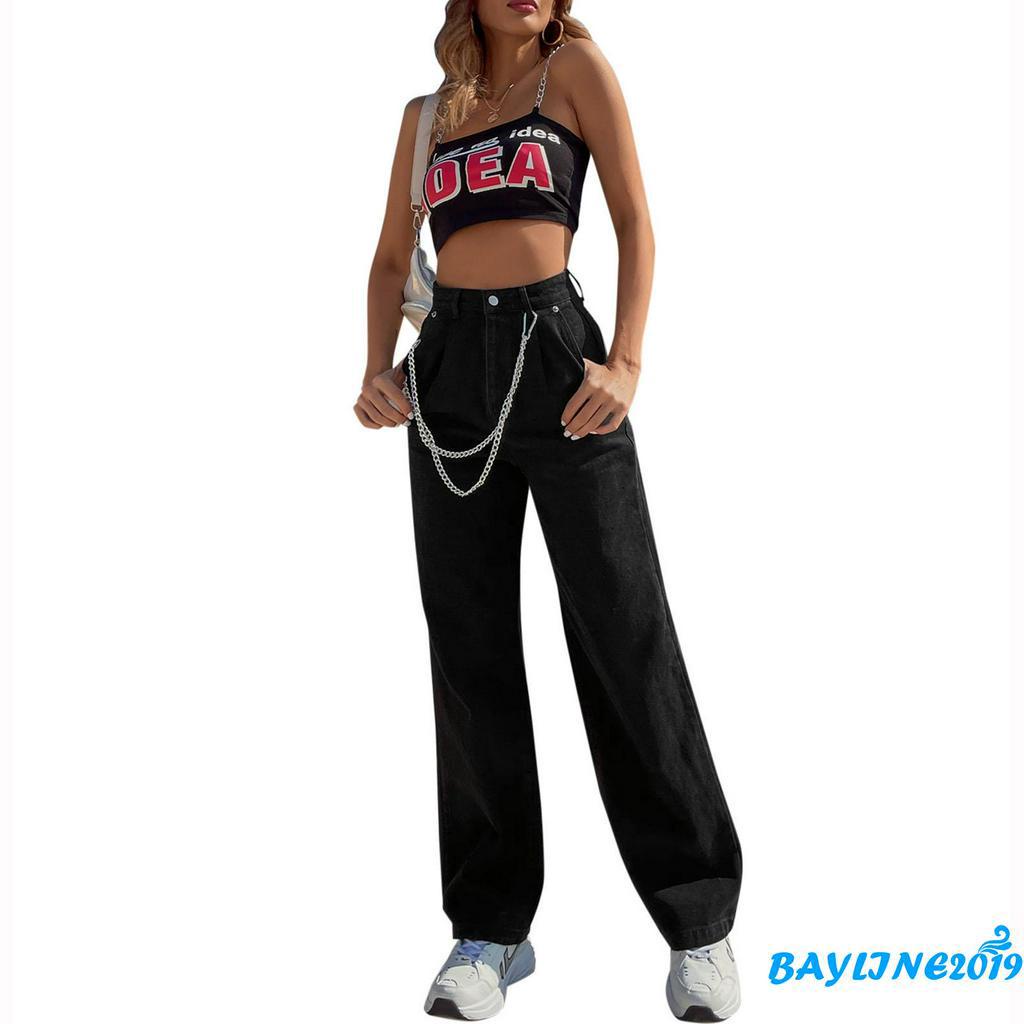 Quần Jeans Dài Ống Rộng Thời Trang Cho Nữ