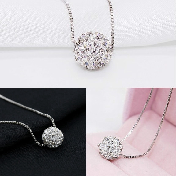 Vòng cổ choker mặt quả cầu pha lê phong cách Hàn Quốc