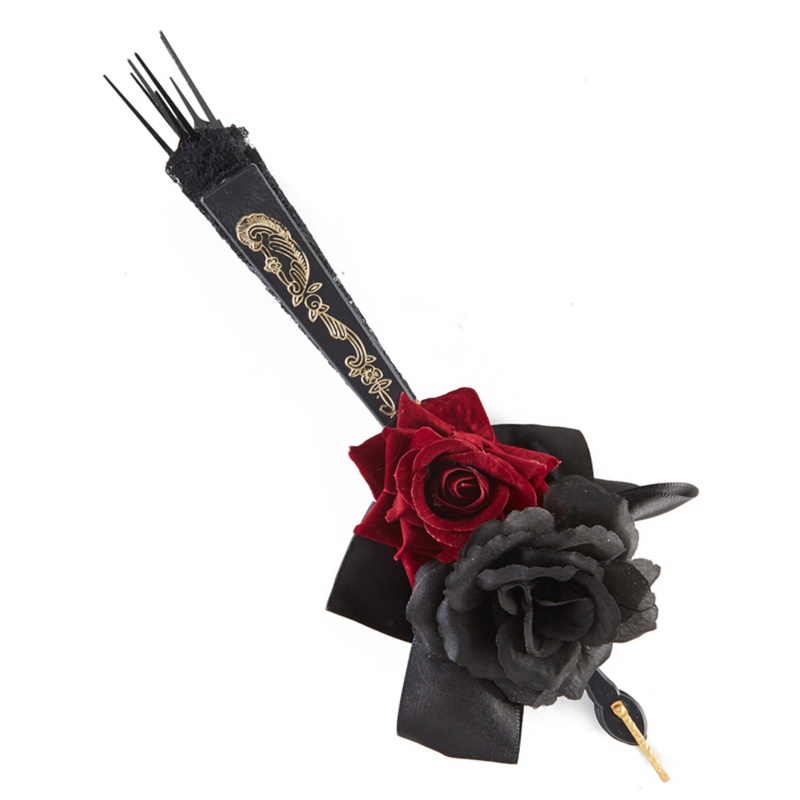 Quạt Xếp Cầm Tay Họa Tiết Hoa Hồng Phong Cách Retro Nhật Bản