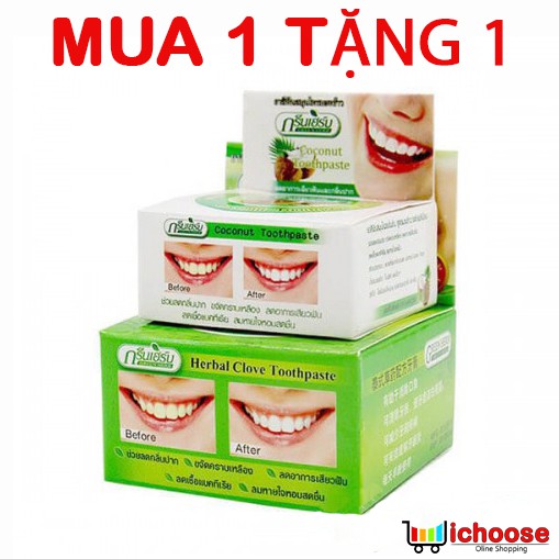 Kem tẩy trắng răng dừa Thái Lan - Mua 1 tặng 1