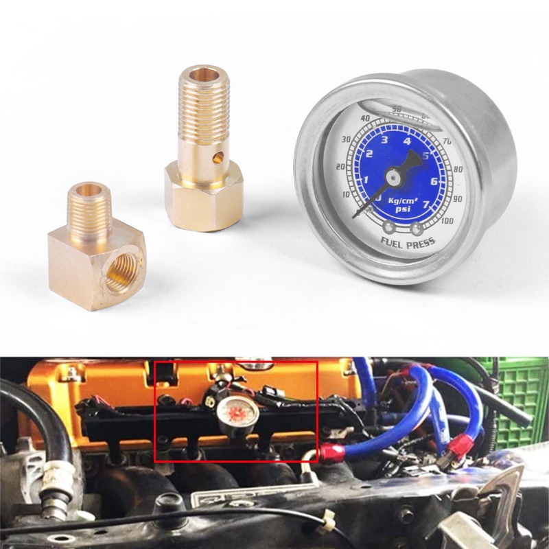 Đồng Hồ Đo Áp Suất Nhiên Liệu 1 8 NPT 100PSI Cho Civic 88-91 S2000 00-03