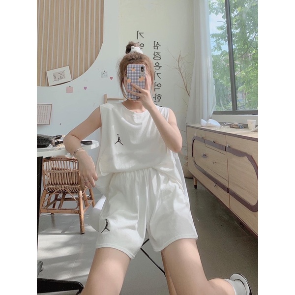[Ảnh thật/Video/Sẵn]Set TANKTOP thêu logo ngươi chất cotton siêu đẹp