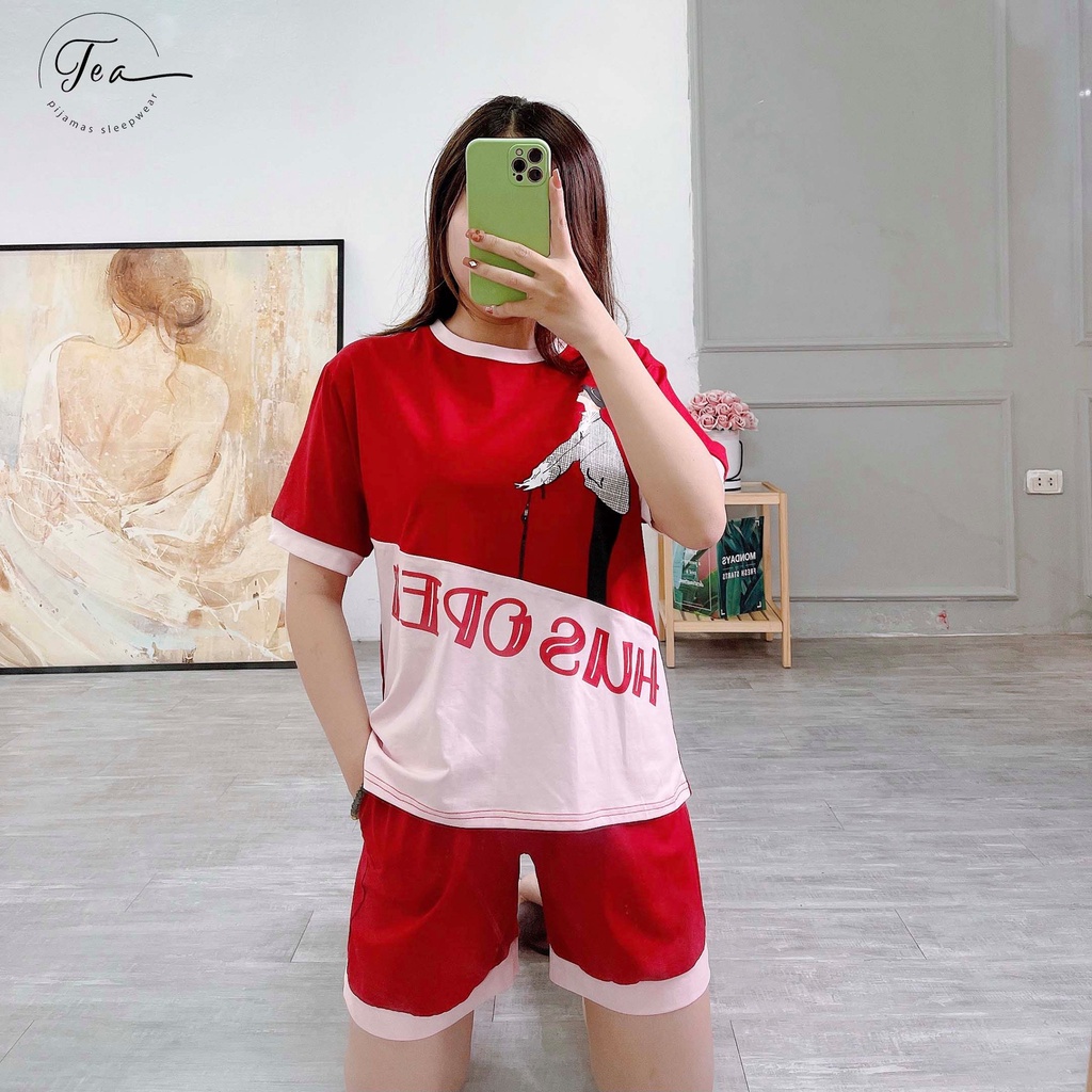 Bộ Mặc Nhà Pyjama Chất Cotton Tea Store Họa Tiết Chú Thỏ Dễ Thương