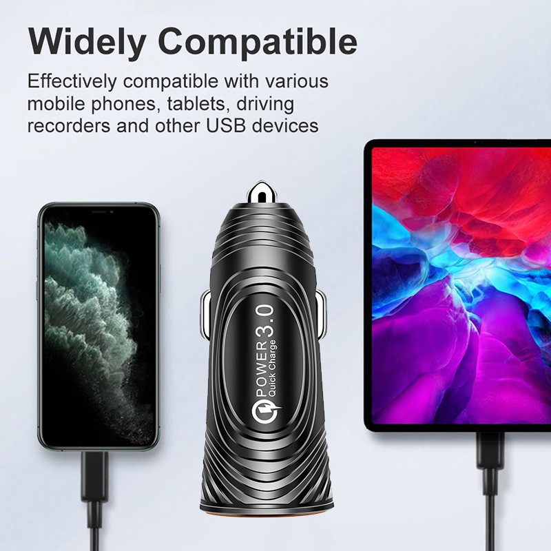 Cốc Sạc Nhanh Qc3.0 Cho Iphone Samsung Xiaomi Huawei Trên Xe Ô Tô