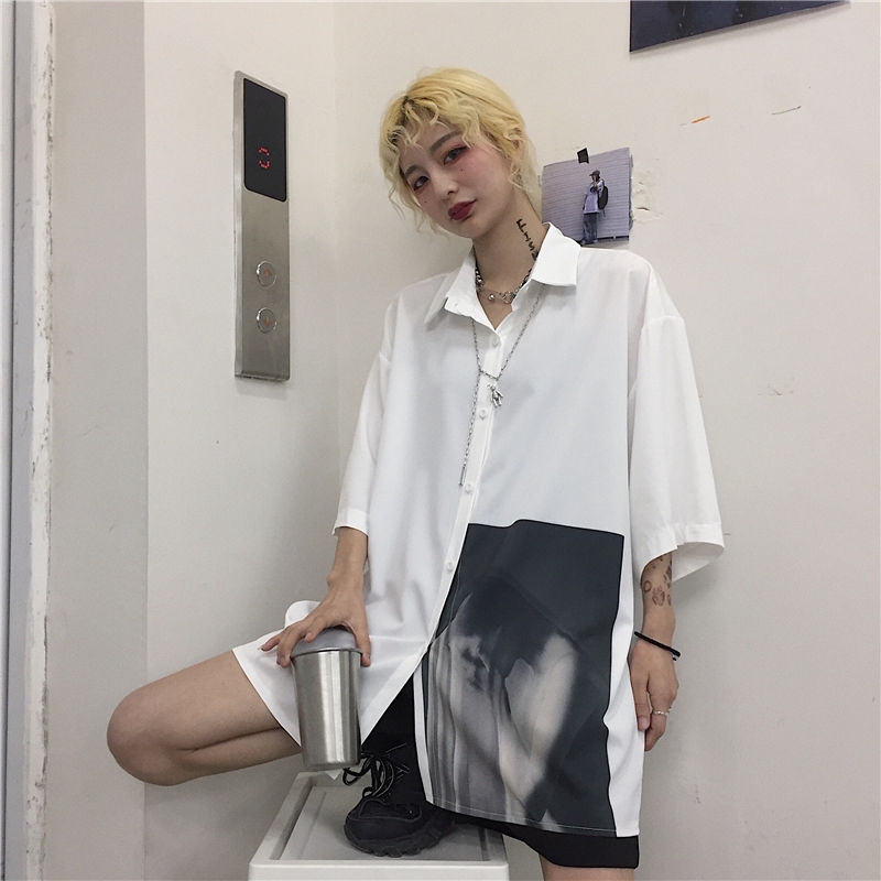 Áo sơ mi tay ngắn in hình đơn giản kiểu dáng thời trang 166049 | BigBuy360 - bigbuy360.vn