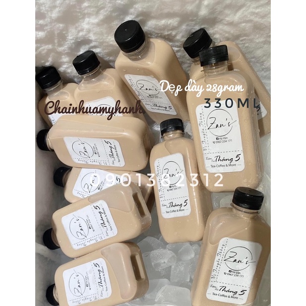Chai nhựa trà sữa dẹp ngang 330ml - sản phẩm đã kèm nắp