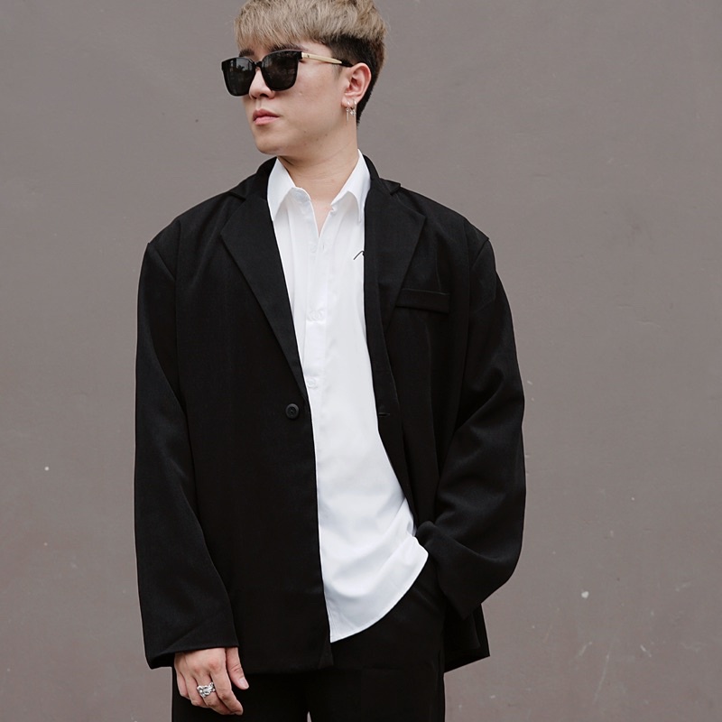Áo khoác blazer đen dáng dài BIGSIZE phong cách Hàn Quốc lịch lãm sang trọng có size lớn cho người béo đến 130kg | BigBuy360 - bigbuy360.vn