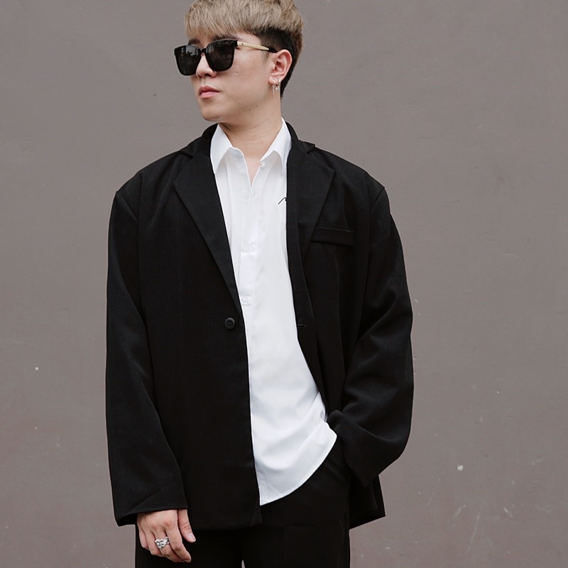 Áo khoác blazer đen dáng dài BIGSIZE phong cách Hàn Quốc lịch lãm sang trọng có size lớn cho người béo đến 130kg