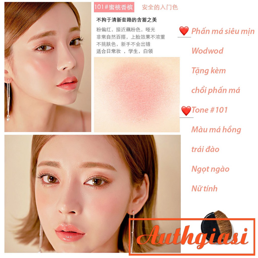 Phấn Má Hồng WODWOD Peach Blusher tặng kèm chổi siêu mịn | BigBuy360 - bigbuy360.vn