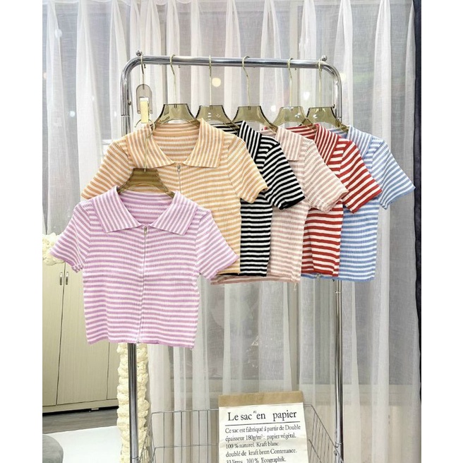 Áo thun Sọc cổ bẻ khoá kéo 2 ĐẦU cực chất (A15)