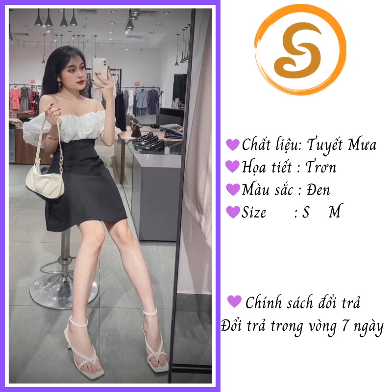 Váy nữ dáng xòe trễ vai phối ngực cách điệu bánh bèo Hàn Quốc V0023 | BigBuy360 - bigbuy360.vn