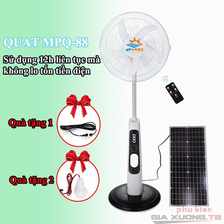 Quạt tích điện năng lượng mặt trời MPQ88 - BẢO HÀNH 12 THÁNG - Sử dụng 12h mà không lo tốn đi [BH 1 đổi 1]